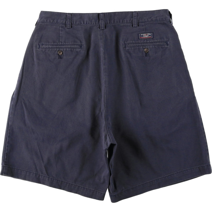 Ralph Lauren POLO by Ralph Lauren TYLER SHORT Two-pleat chino shorts, short pants, men's size W34 cotton navy blue type Vintage Second Hand