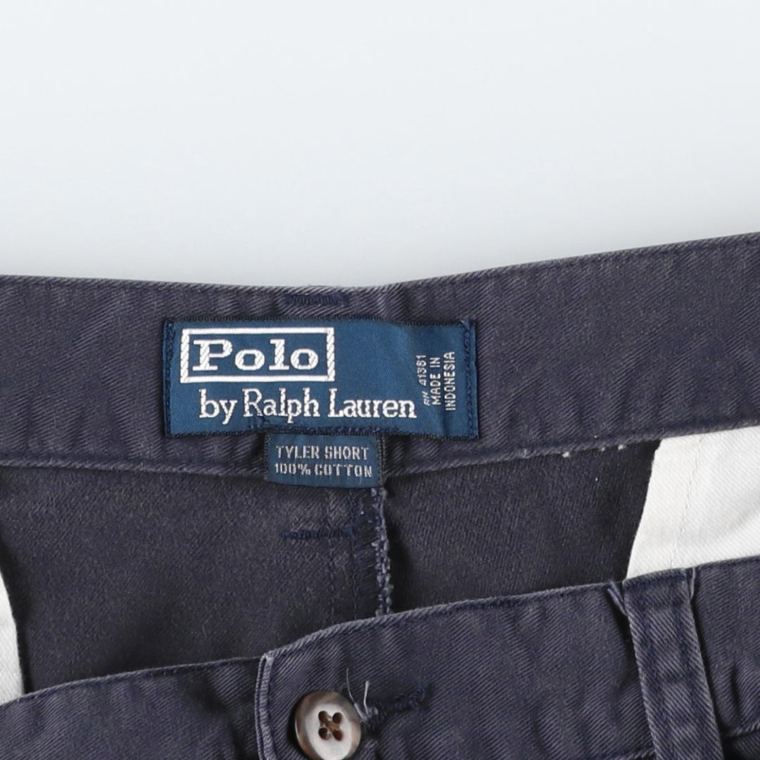 Ralph Lauren POLO by Ralph Lauren TYLER SHORT Two-pleat chino shorts, short pants, men's size W34 cotton navy blue type Vintage Second Hand
