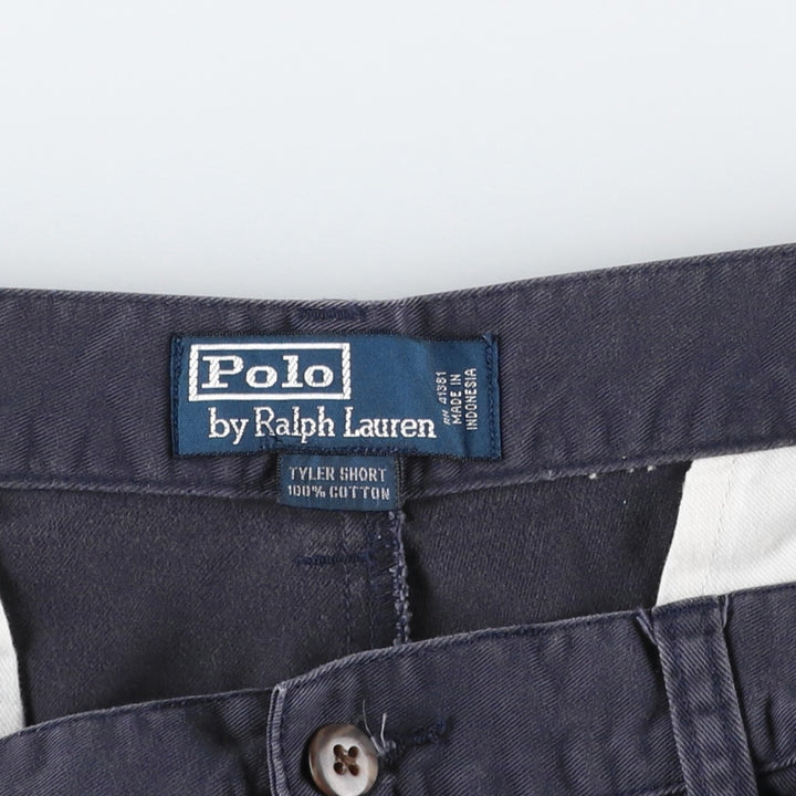 Ralph Lauren POLO by Ralph Lauren TYLER SHORT Two-pleat chino shorts, short pants, men's size W34 cotton navy blue type Vintage Second Hand