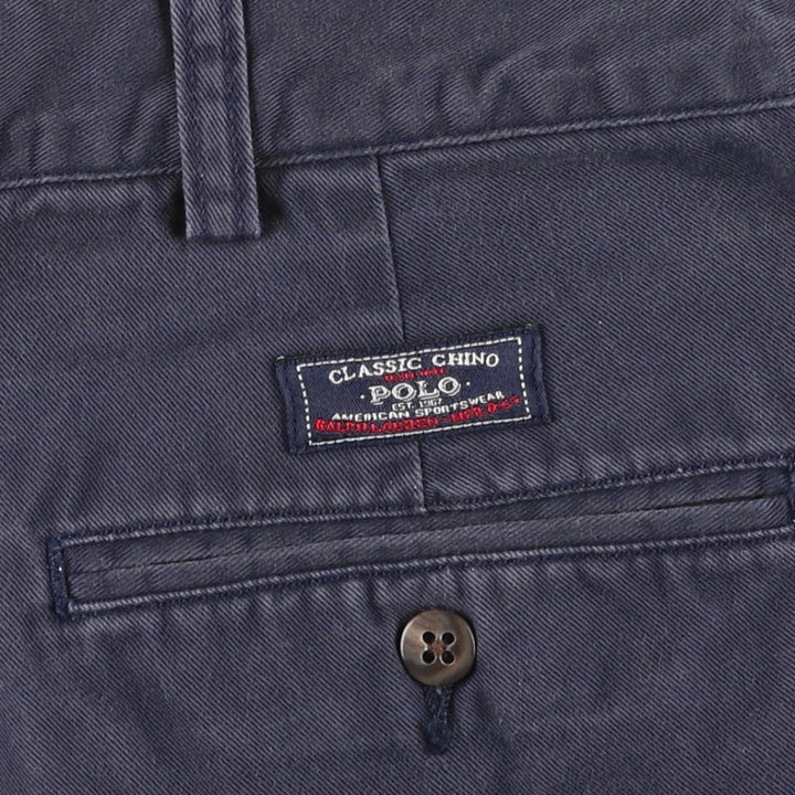 Ralph Lauren POLO by Ralph Lauren TYLER SHORT Two-pleat chino shorts, short pants, men's size W34 cotton navy blue type Vintage Second Hand