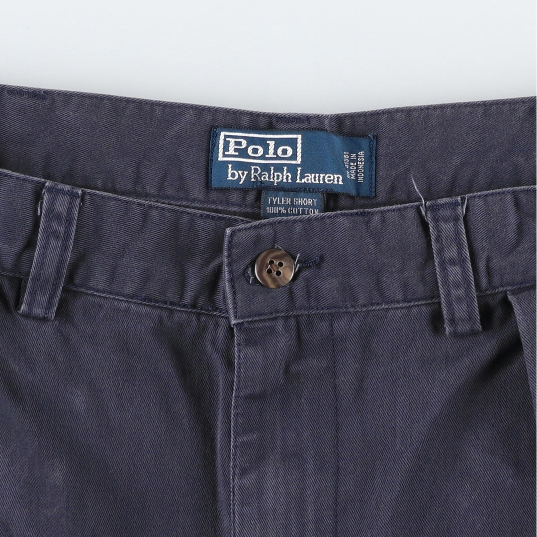 Ralph Lauren POLO by Ralph Lauren TYLER SHORT Two-pleat chino shorts, short pants, men's size W34 cotton navy blue type Vintage Second Hand