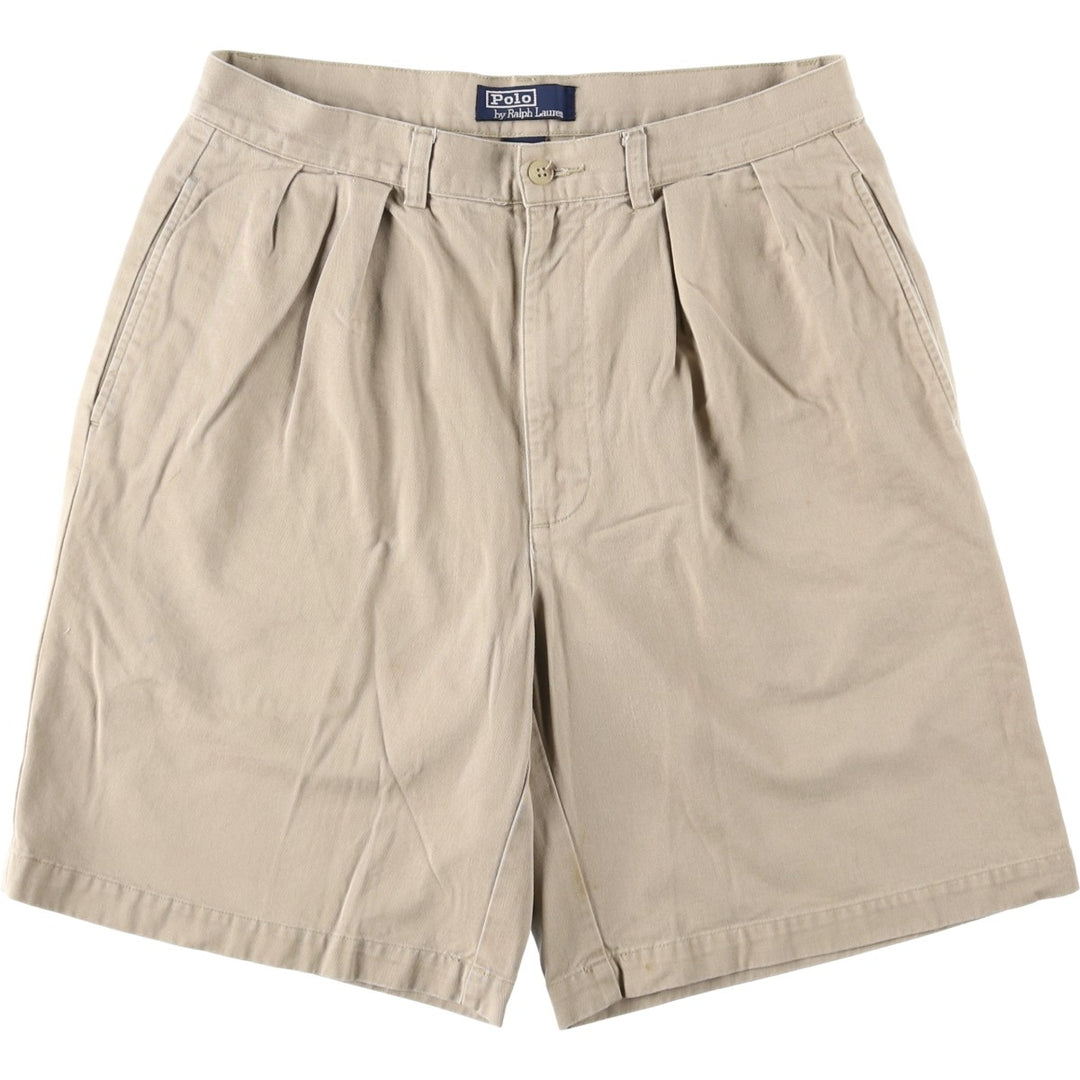 Ralph Lauren POLO by Ralph Lauren TYLER SHORT Two-pleat chino shorts, short pants, men's size W32 cotton Beige type Vintage Second Hand