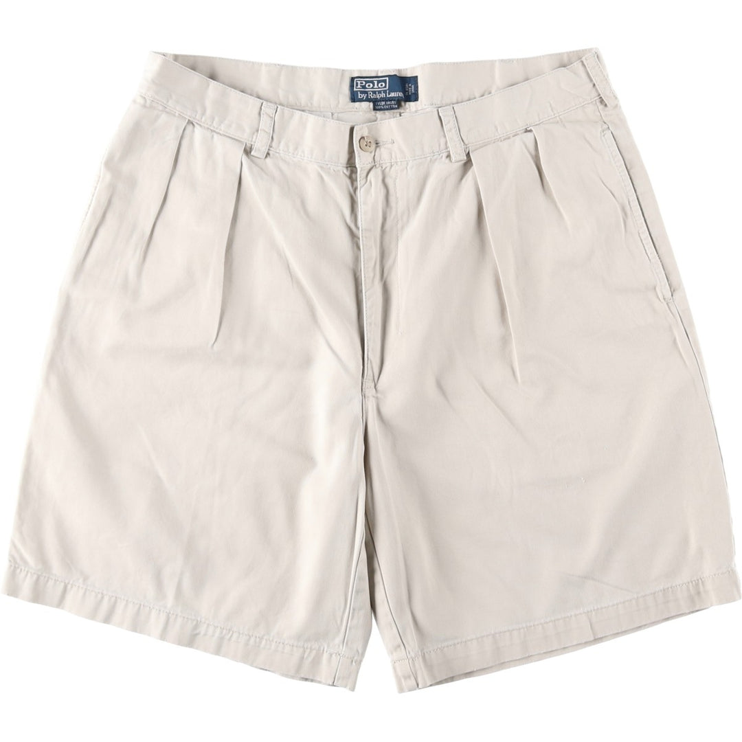 Ralph Lauren POLO by Ralph Lauren TYLER SHORT Two-pleat chino shorts, short pants, men's size W36 cotton ivory Vintage Second Hand
