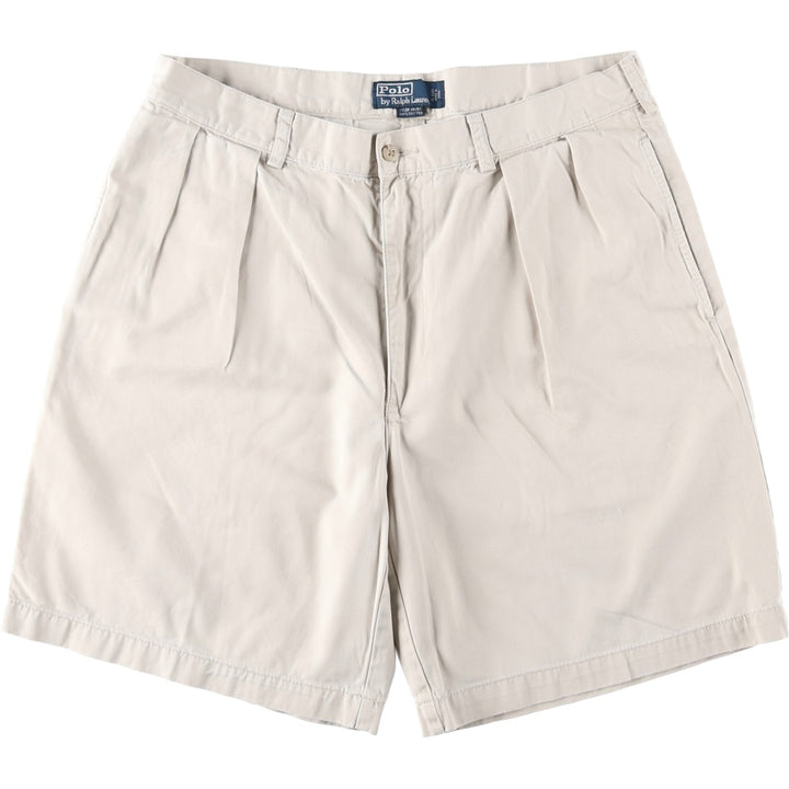 Ralph Lauren POLO by Ralph Lauren TYLER SHORT Two-pleat chino shorts, short pants, men's size W36 cotton ivory Vintage Second Hand
