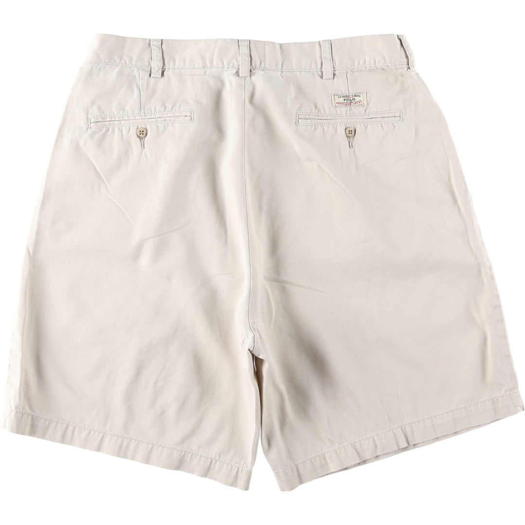 Ralph Lauren POLO by Ralph Lauren TYLER SHORT Two-pleat chino shorts, short pants, men's size W36 cotton ivory Vintage Second Hand