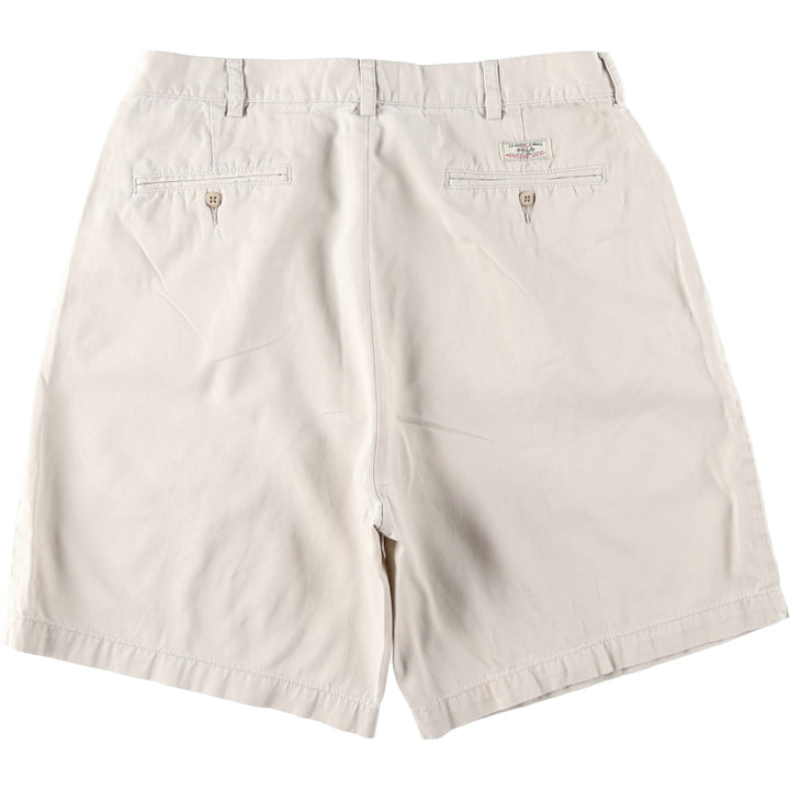 Ralph Lauren POLO by Ralph Lauren TYLER SHORT Two-pleat chino shorts, short pants, men's size W36 cotton ivory Vintage Second Hand