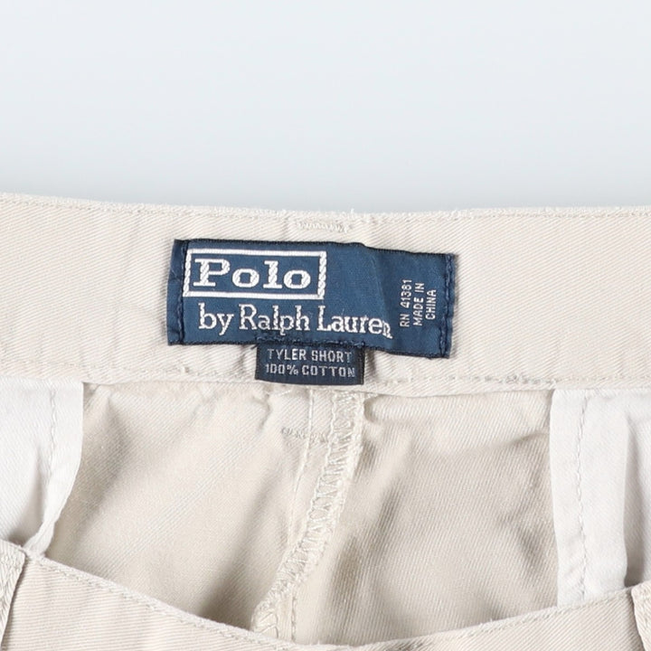 Ralph Lauren POLO by Ralph Lauren TYLER SHORT Two-pleat chino shorts, short pants, men's size W36 cotton ivory Vintage Second Hand