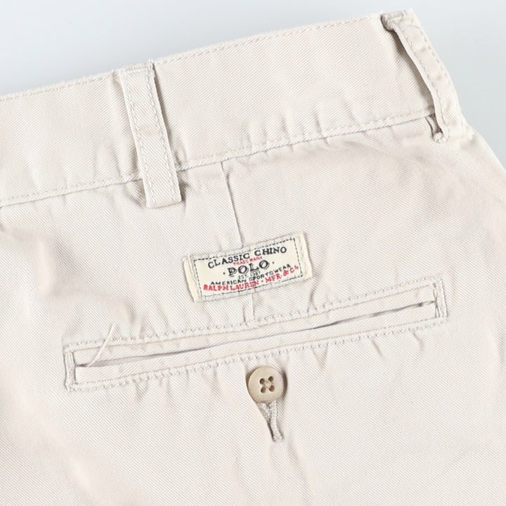 Ralph Lauren POLO by Ralph Lauren TYLER SHORT Two-pleat chino shorts, short pants, men's size W36 cotton ivory Vintage Second Hand
