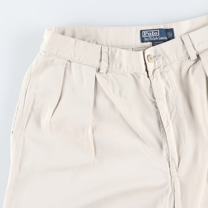 Ralph Lauren POLO by Ralph Lauren TYLER SHORT Two-pleat chino shorts, short pants, men's size W36 cotton ivory Vintage Second Hand