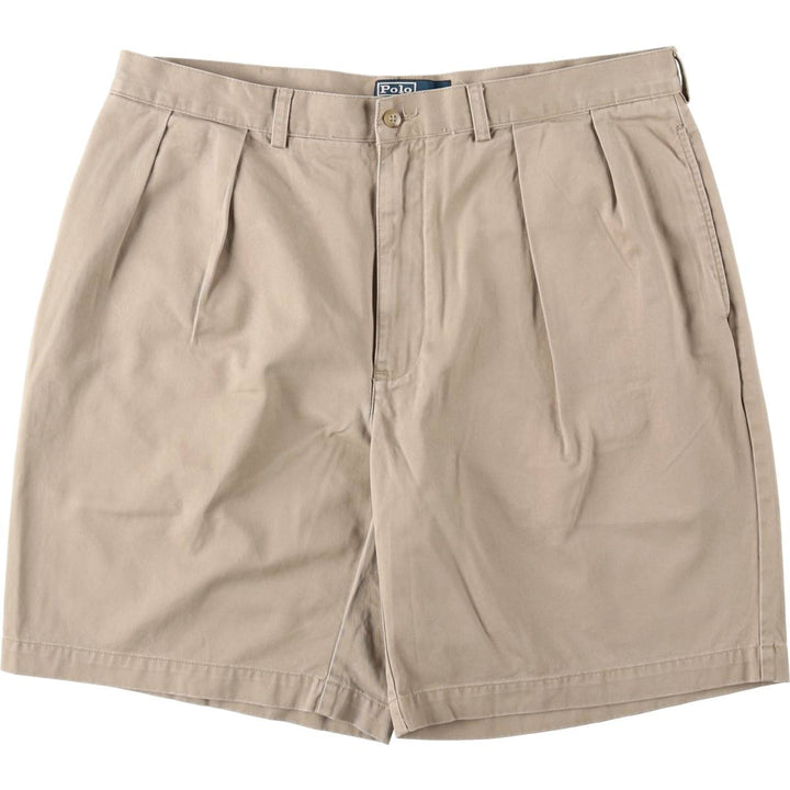 Ralph Lauren POLO by Ralph Lauren TYLER SHORT Two-pleat chino shorts, short pants, men's size W37 cotton Beige type Vintage Second Hand