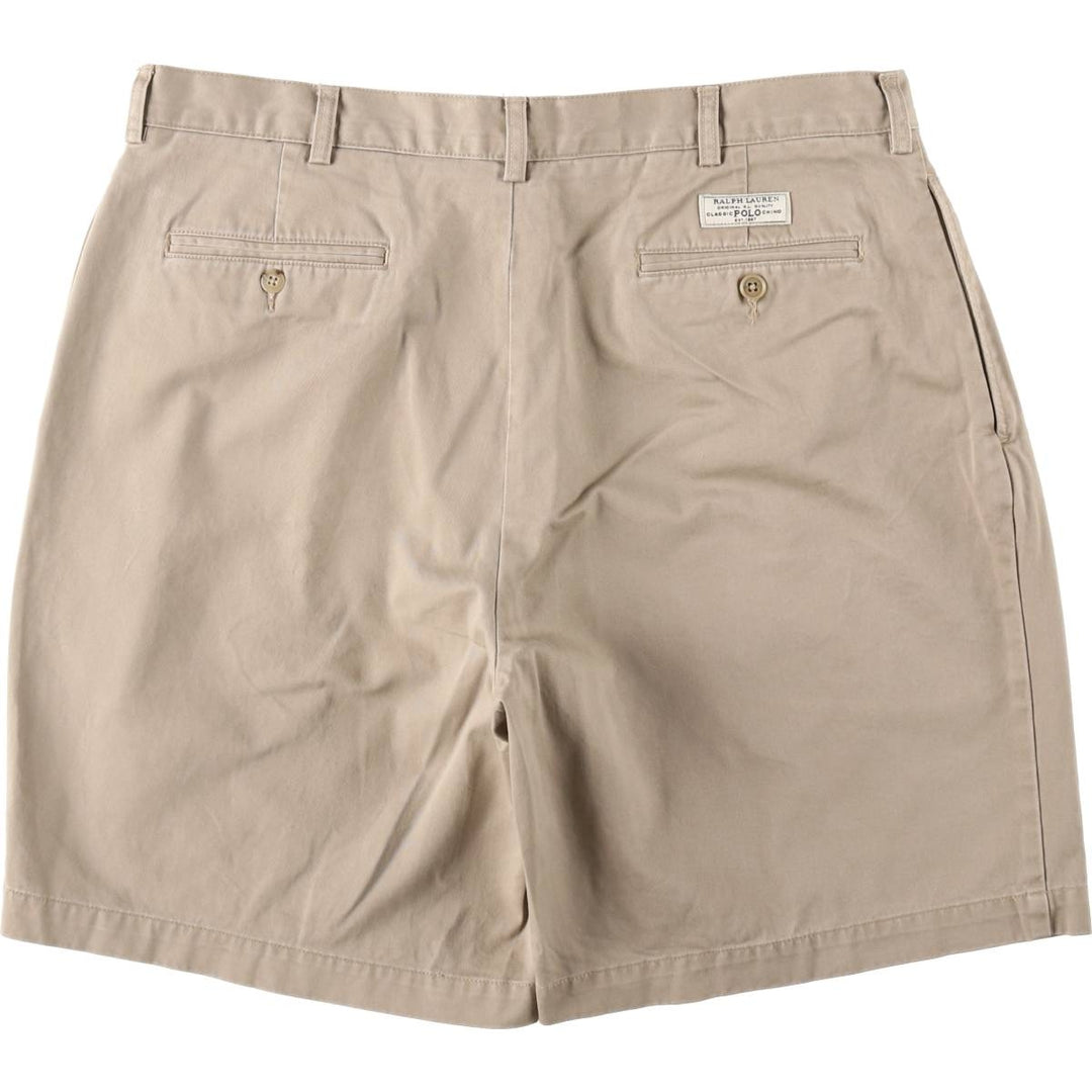 Ralph Lauren POLO by Ralph Lauren TYLER SHORT Two-pleat chino shorts, short pants, men's size W37 cotton Beige type Vintage Second Hand