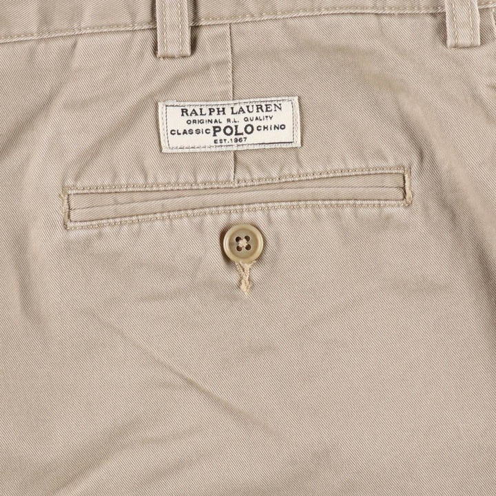 Ralph Lauren POLO by Ralph Lauren TYLER SHORT Two-pleat chino shorts, short pants, men's size W37 cotton Beige type Vintage Second Hand