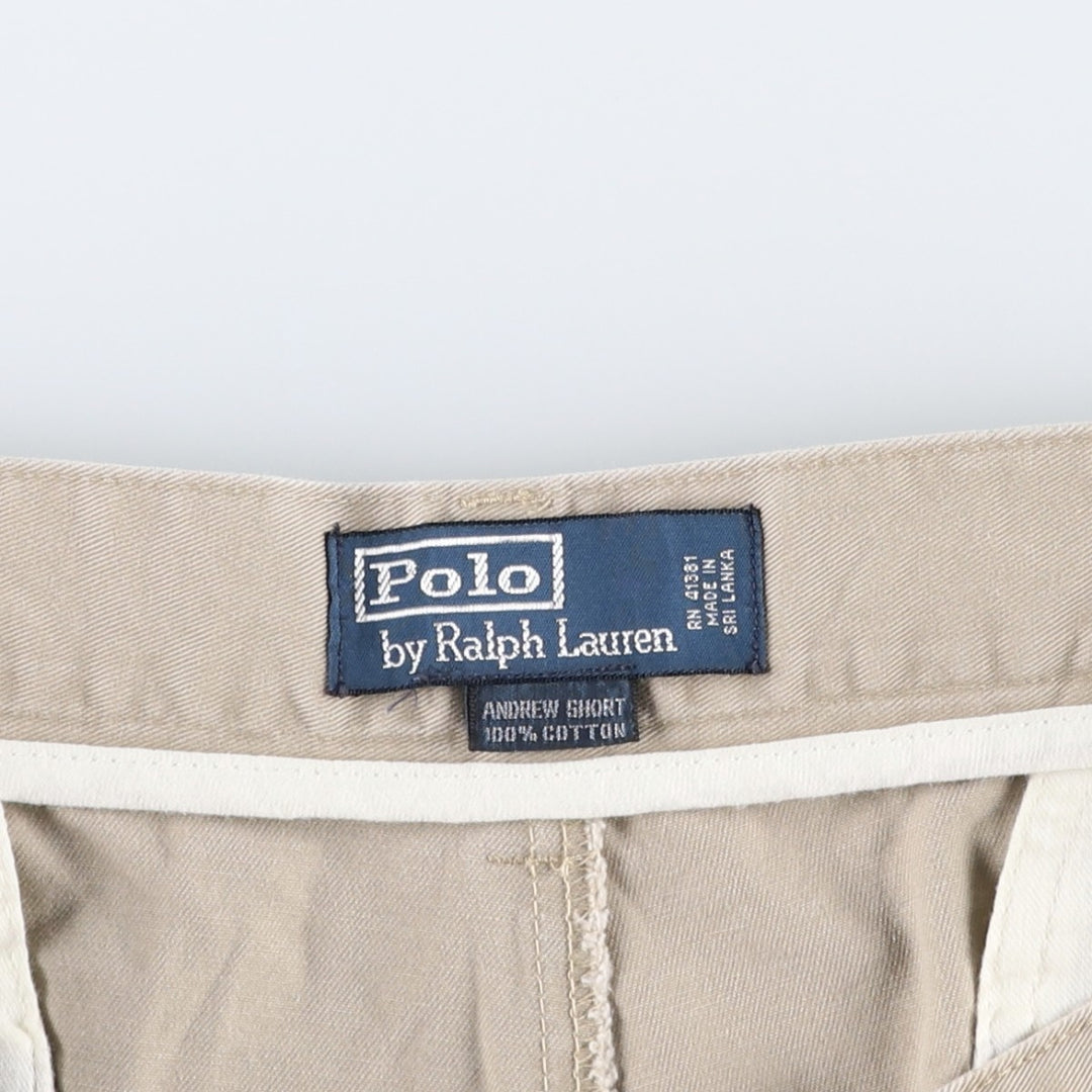 Ralph Lauren POLO by Ralph Lauren ANDREW SHORT Two-pleat chino shorts, short pants, men's size W37 cotton Beige type Vintage Second Hand