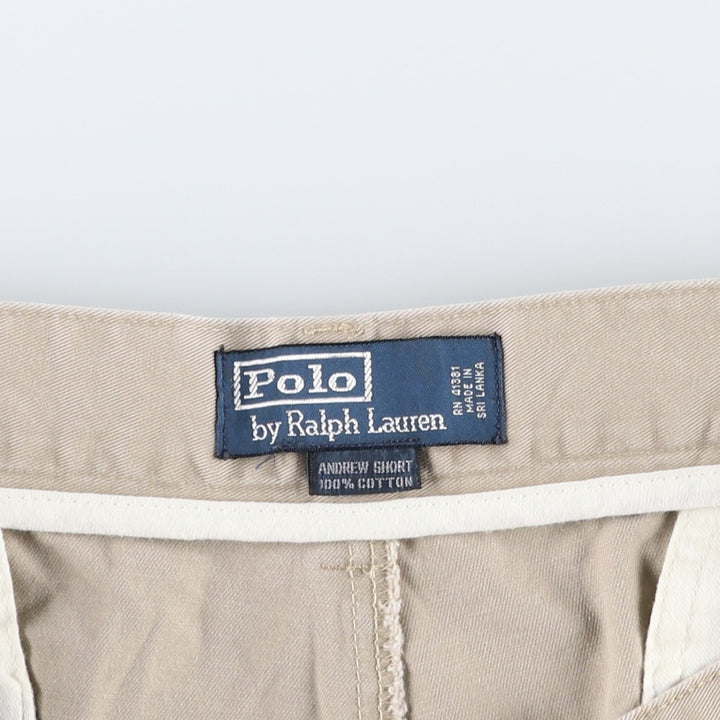 Ralph Lauren POLO by Ralph Lauren ANDREW SHORT Two-pleat chino shorts, short pants, men's size W37 cotton Beige type Vintage Second Hand