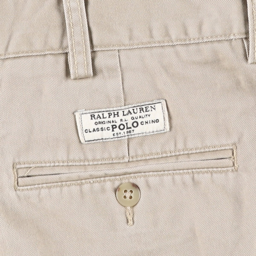 Ralph Lauren POLO by Ralph Lauren ANDREW SHORT Two-pleat chino shorts, short pants, men's size W37 cotton Beige type Vintage Second Hand