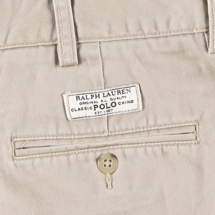 Ralph Lauren POLO by Ralph Lauren ANDREW SHORT Two-pleat chino shorts, short pants, men's size W37 cotton Beige type Vintage Second Hand