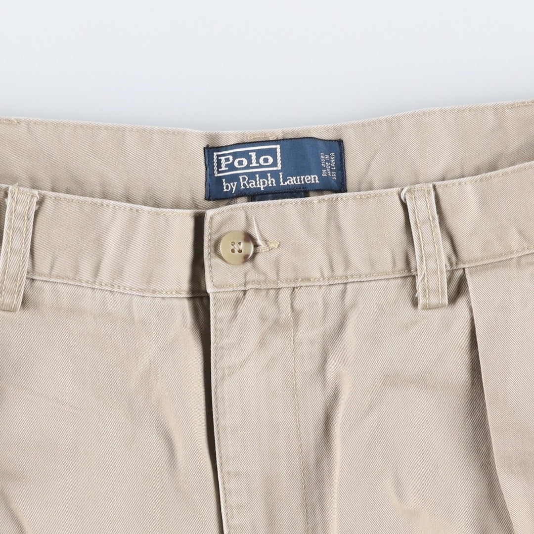 Ralph Lauren POLO by Ralph Lauren ANDREW SHORT Two-pleat chino shorts, short pants, men's size W37 cotton Beige type Vintage Second Hand
