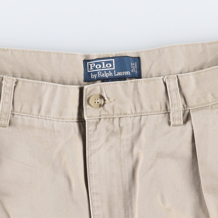 Ralph Lauren POLO by Ralph Lauren ANDREW SHORT Two-pleat chino shorts, short pants, men's size W37 cotton Beige type Vintage Second Hand
