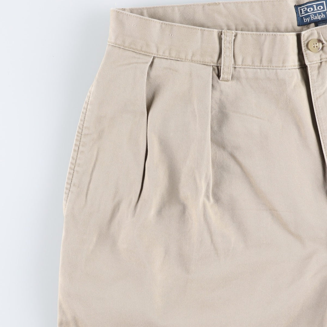 Ralph Lauren POLO by Ralph Lauren ANDREW SHORT Two-pleat chino shorts, short pants, men's size W37 cotton Beige type Vintage Second Hand
