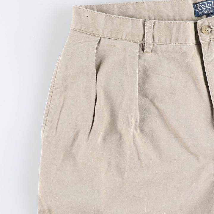 Ralph Lauren POLO by Ralph Lauren ANDREW SHORT Two-pleat chino shorts, short pants, men's size W37 cotton Beige type Vintage Second Hand