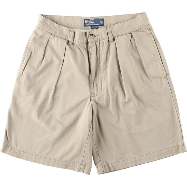 Ralph Lauren POLO by Ralph Lauren TYLER SHORT Two-pleat chino shorts, short pants, men's size w31 cotton Beige type Vintage Second Hand
