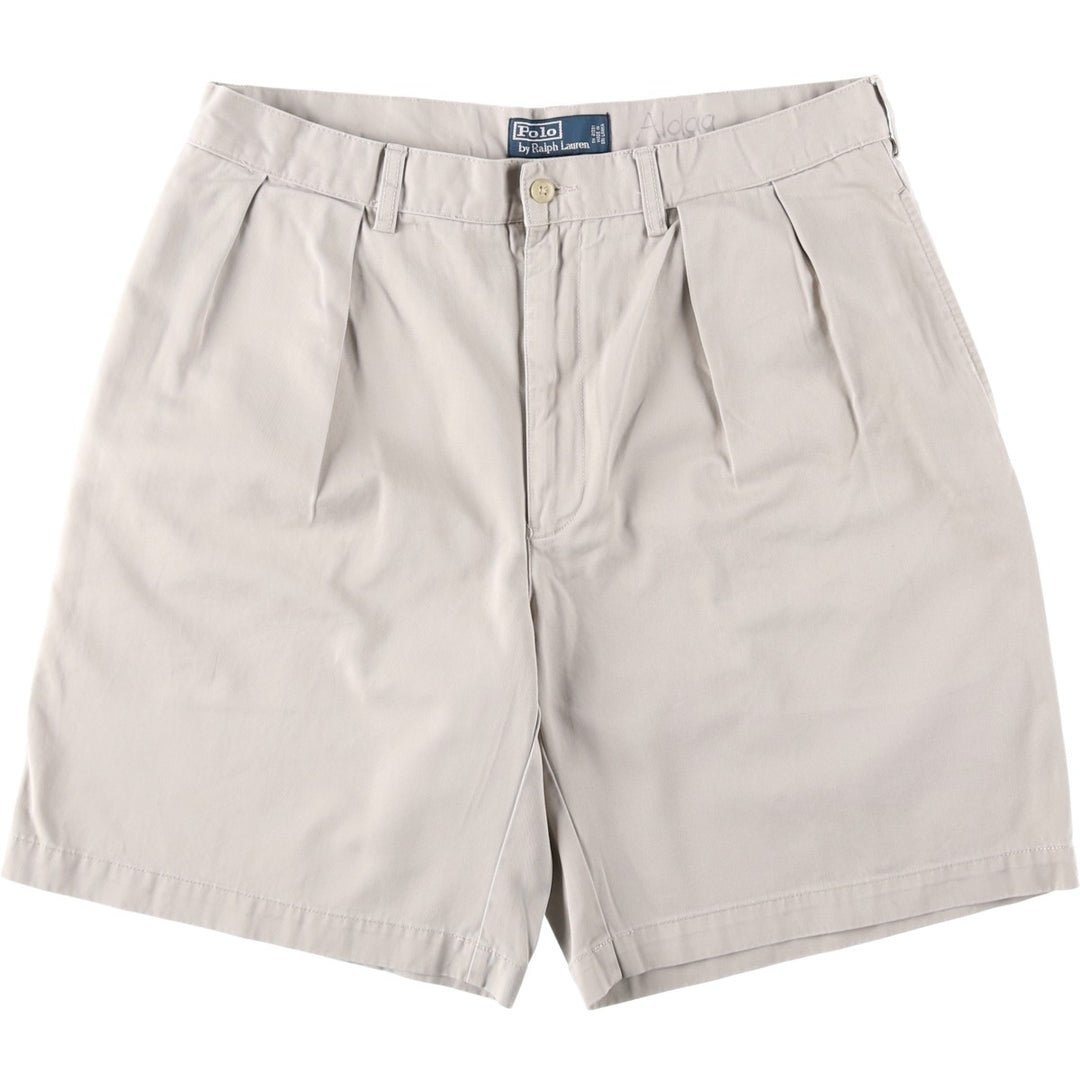 Ralph Lauren POLO by Ralph Lauren TYLER SHORT Two-pleat chino shorts, short pants, men's w35 equivalent cotton ivory Vintage Second Hand