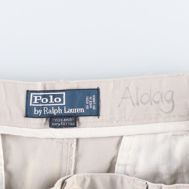 Ralph Lauren POLO by Ralph Lauren TYLER SHORT Two-pleat chino shorts, short pants, men's w35 equivalent cotton ivory Vintage Second Hand