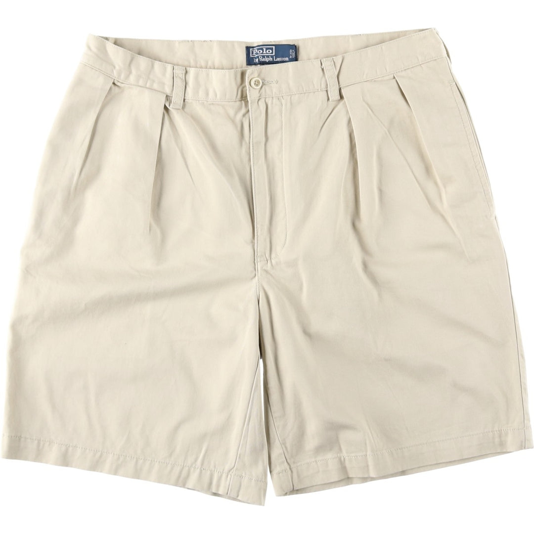 Ralph Lauren POLO by Ralph Lauren TYLER SHORT Two-pleat chino shorts, short pants, men's size W36 cotton Beige type Vintage Second Hand