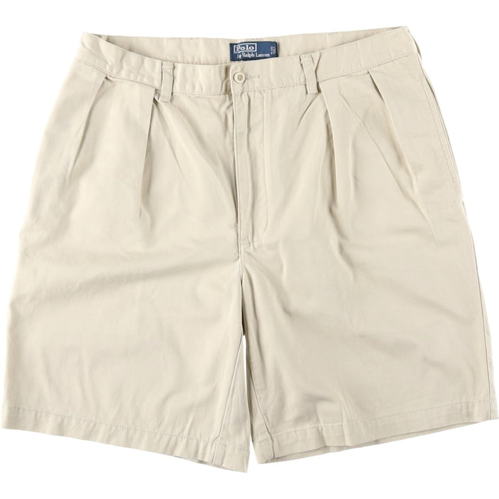 Ralph Lauren POLO by Ralph Lauren TYLER SHORT Two-pleat chino shorts, short pants, men's size W36 cotton Beige type Vintage Second Hand