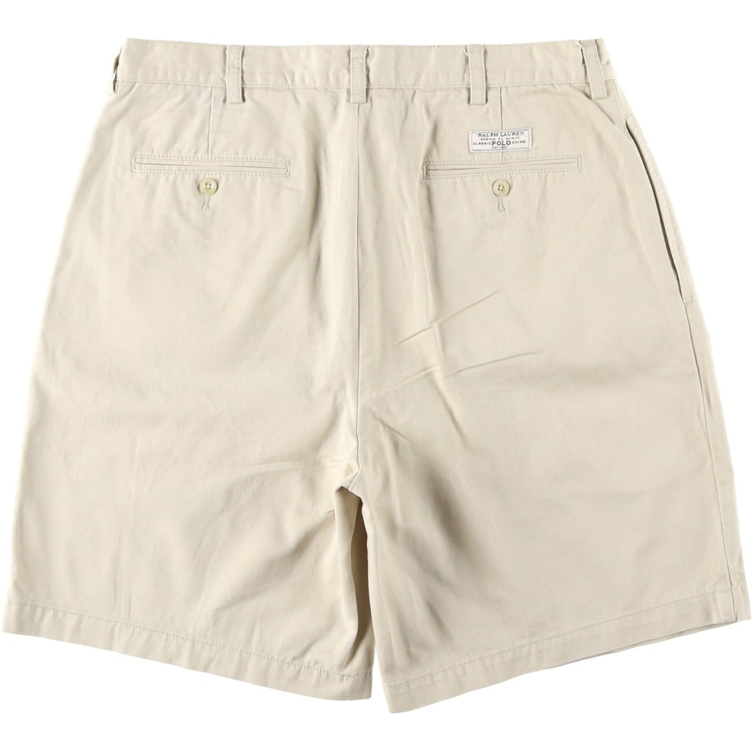 Ralph Lauren POLO by Ralph Lauren TYLER SHORT Two-pleat chino shorts, short pants, men's size W36 cotton Beige type Vintage Second Hand