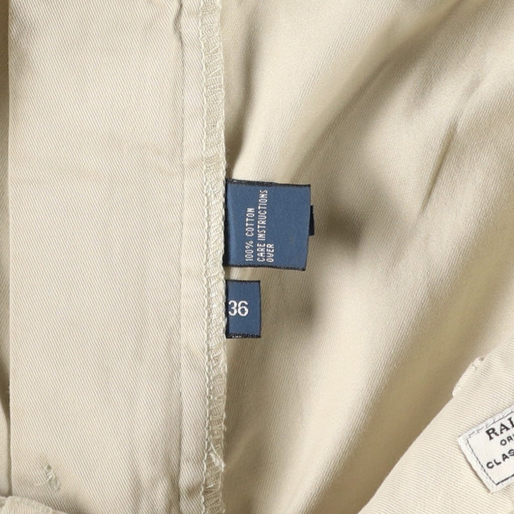 Ralph Lauren POLO by Ralph Lauren TYLER SHORT Two-pleat chino shorts, short pants, men's size W36 cotton Beige type Vintage Second Hand