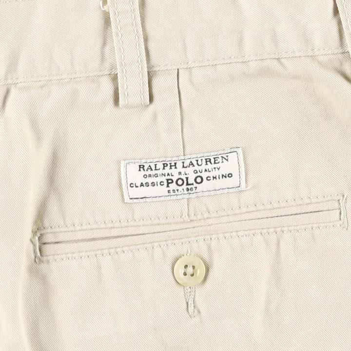 Ralph Lauren POLO by Ralph Lauren TYLER SHORT Two-pleat chino shorts, short pants, men's size W36 cotton Beige type Vintage Second Hand