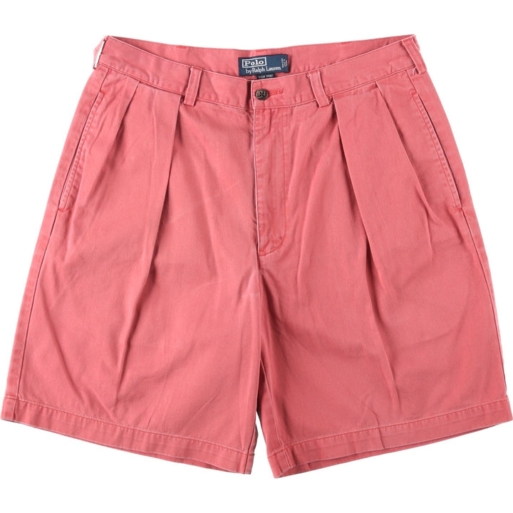 Ralph Lauren POLO by Ralph Lauren TYLER SHORT Two-pleat chino shorts, short pants, men's size W34 cotton pink type Vintage Second Hand