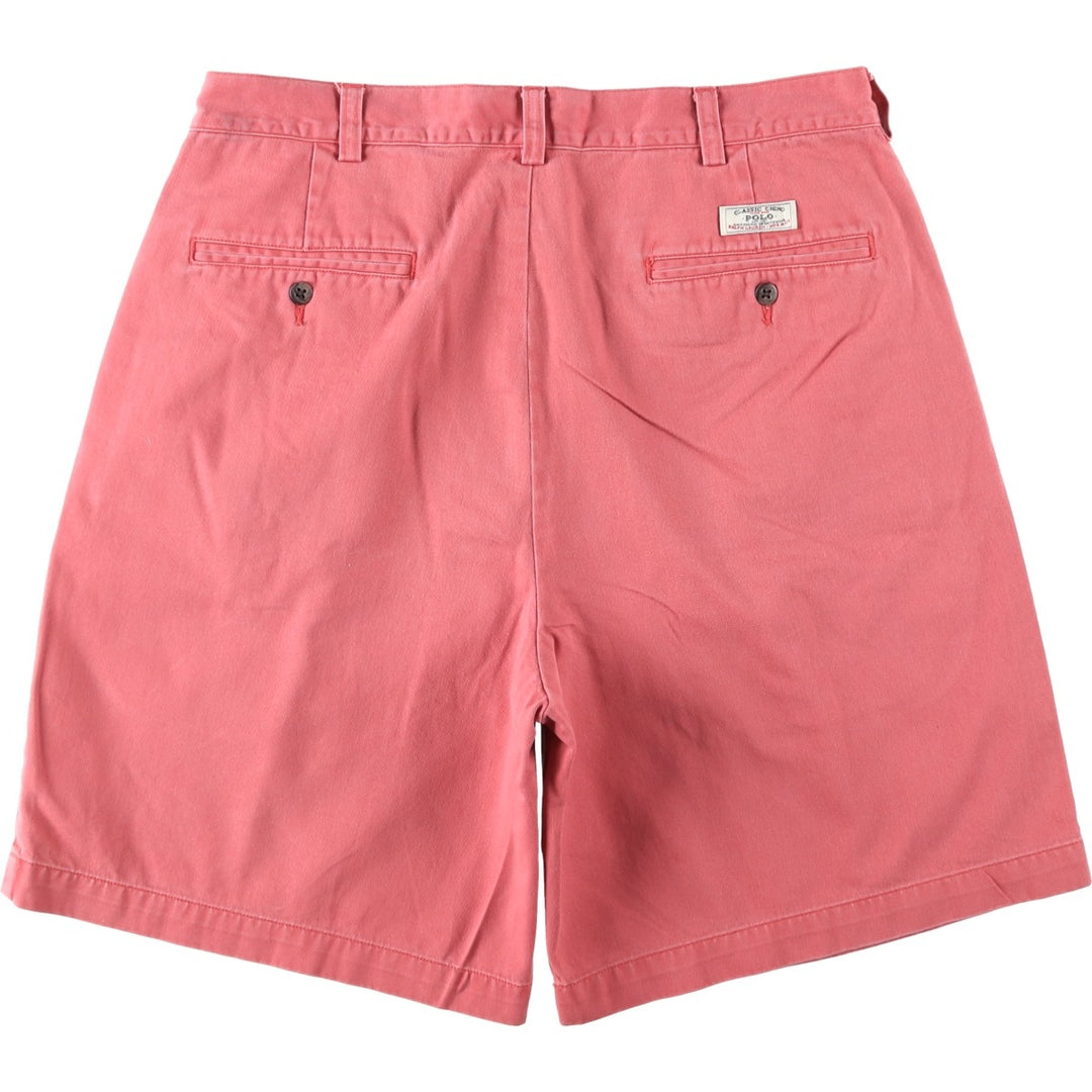 Ralph Lauren POLO by Ralph Lauren TYLER SHORT Two-pleat chino shorts, short pants, men's size W34 cotton pink type Vintage Second Hand