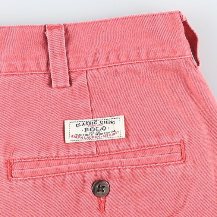 Ralph Lauren POLO by Ralph Lauren TYLER SHORT Two-pleat chino shorts, short pants, men's size W34 cotton pink type Vintage Second Hand