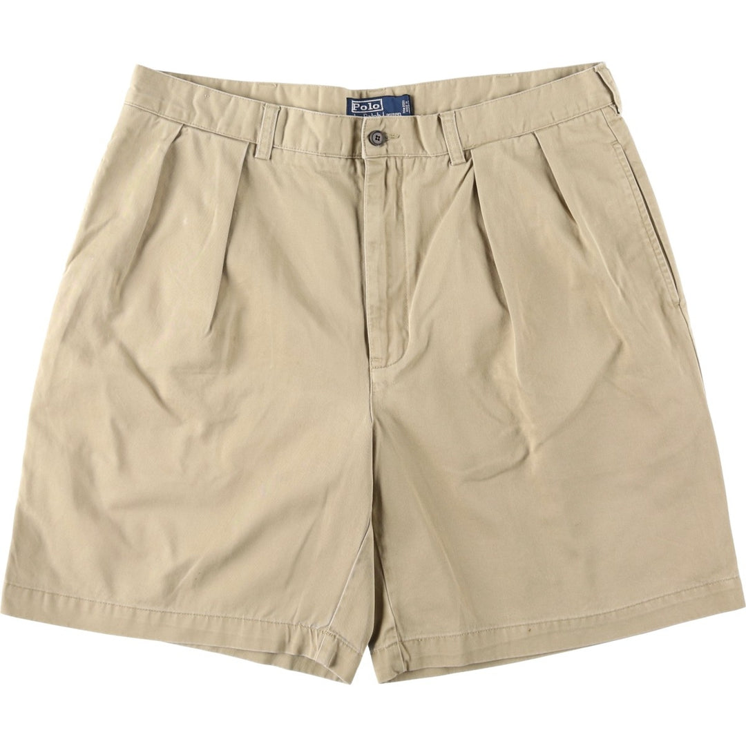 Ralph Lauren POLO by Ralph Lauren TYLER SHORT Two-pleat chino shorts, short pants, men's size W36 cotton Beige type Vintage Second Hand