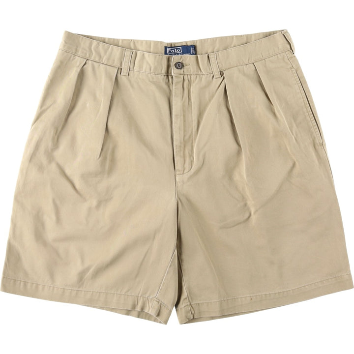 Ralph Lauren POLO by Ralph Lauren TYLER SHORT Two-pleat chino shorts, short pants, men's size W36 cotton Beige type Vintage Second Hand