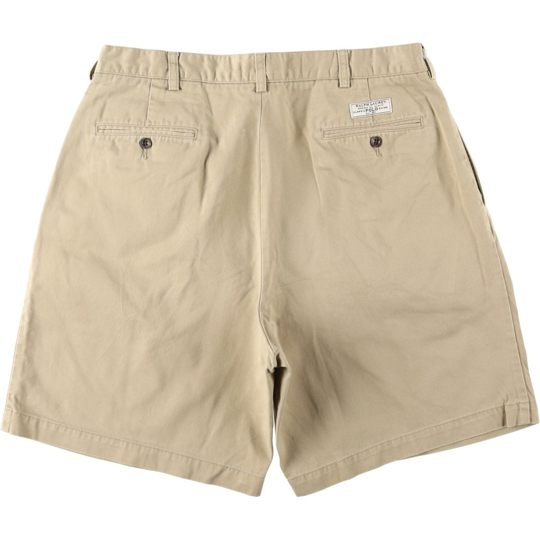 Ralph Lauren POLO by Ralph Lauren TYLER SHORT Two-pleat chino shorts, short pants, men's size W36 cotton Beige type Vintage Second Hand