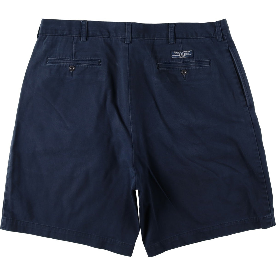 Ralph Lauren POLO by Ralph Lauren TYLER SHORT Two-Pleat Chino Shorts, Men's Size W39 (approx.) cotton navy blue type Vintage Second Hand