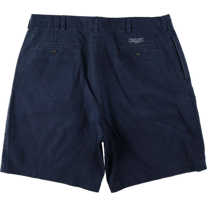 Ralph Lauren POLO by Ralph Lauren TYLER SHORT Two-Pleat Chino Shorts, Men's Size W39 (approx.) cotton navy blue type Vintage Second Hand