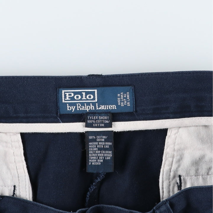 Ralph Lauren POLO by Ralph Lauren TYLER SHORT Two-Pleat Chino Shorts, Men's Size W39 (approx.) cotton navy blue type Vintage Second Hand