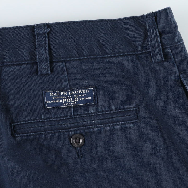 Ralph Lauren POLO by Ralph Lauren TYLER SHORT Two-Pleat Chino Shorts, Men's Size W39 (approx.) cotton navy blue type Vintage Second Hand