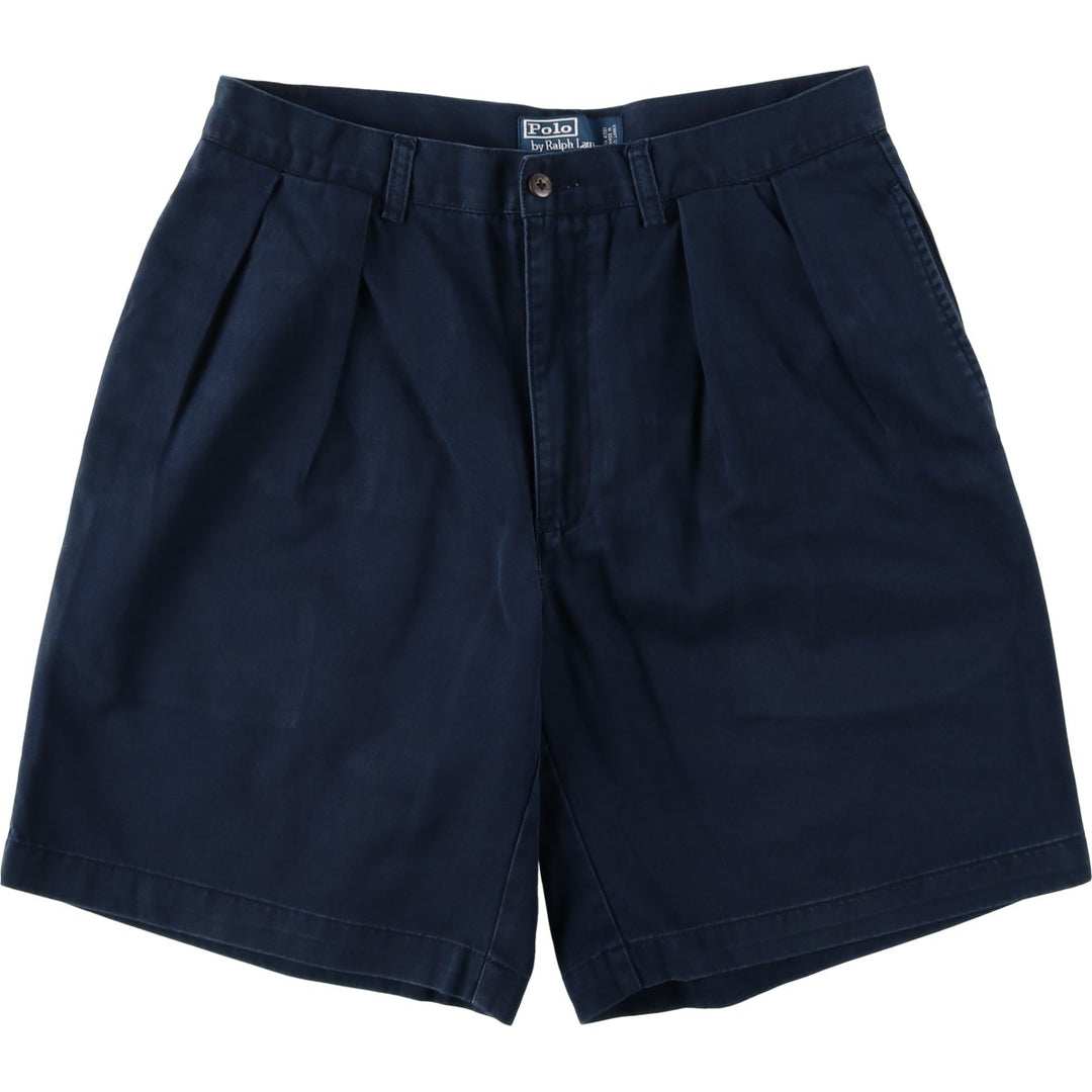 Ralph Lauren POLO by Ralph Lauren TYLER SHORT Two-pleat chino shorts, short pants, men's size W32 cotton navy blue type Vintage Second Hand