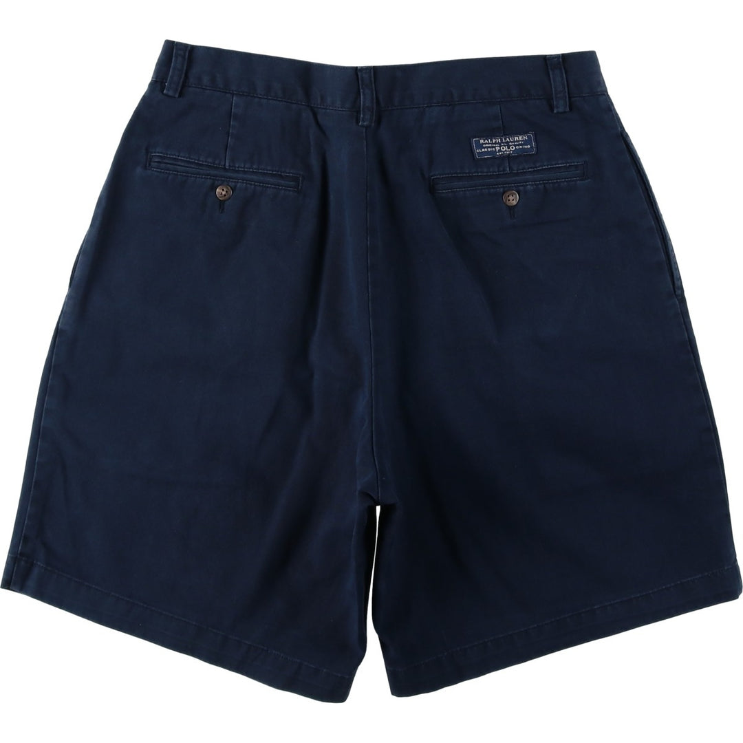 Ralph Lauren POLO by Ralph Lauren TYLER SHORT Two-pleat chino shorts, short pants, men's size W32 cotton navy blue type Vintage Second Hand