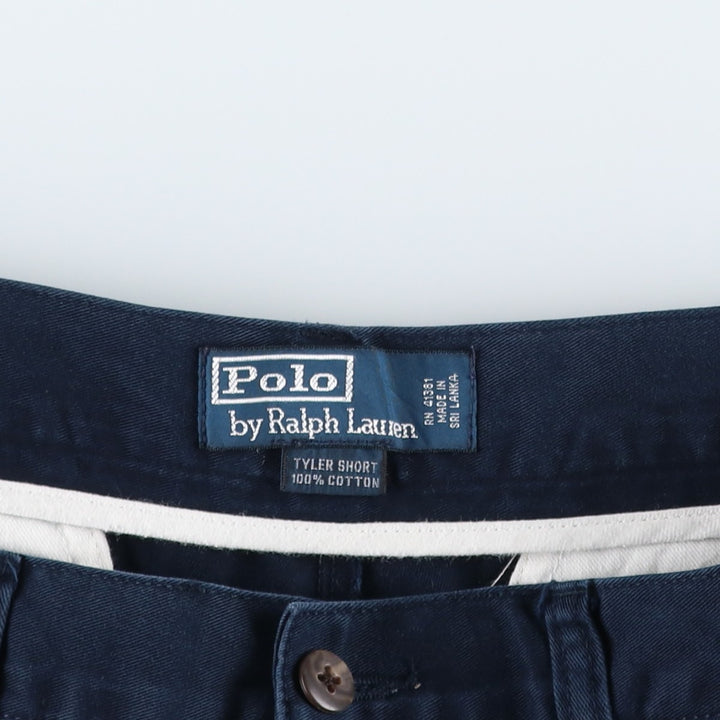 Ralph Lauren POLO by Ralph Lauren TYLER SHORT Two-pleat chino shorts, short pants, men's size W32 cotton navy blue type Vintage Second Hand