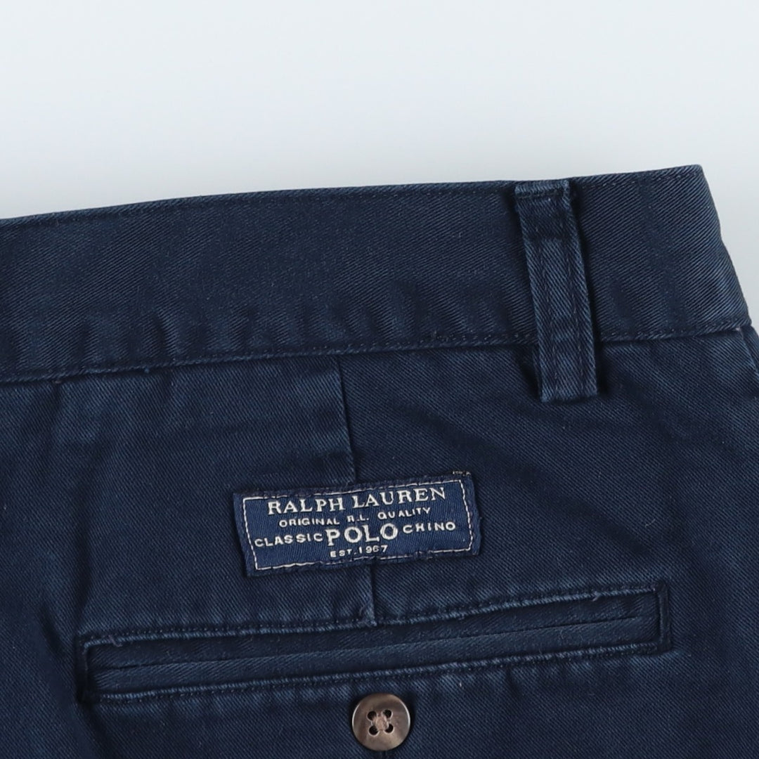 Ralph Lauren POLO by Ralph Lauren TYLER SHORT Two-pleat chino shorts, short pants, men's size W32 cotton navy blue type Vintage Second Hand