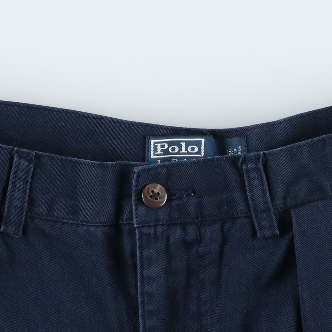 Ralph Lauren POLO by Ralph Lauren TYLER SHORT Two-pleat chino shorts, short pants, men's size W32 cotton navy blue type Vintage Second Hand