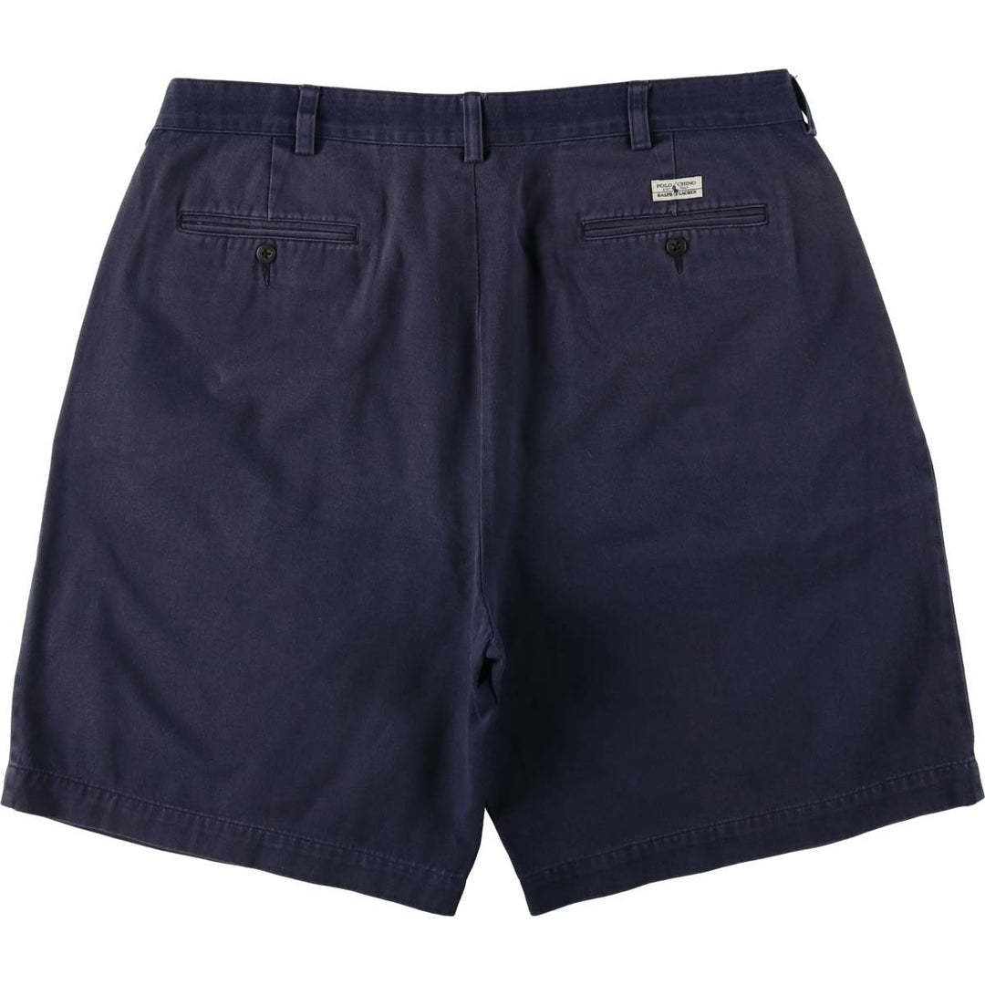 Ralph Lauren Polo Ralph Lauren Two-Pleat Chino Shorts, Men's Size W37 (approx.) cotton navy blue type Vintage Second Hand
