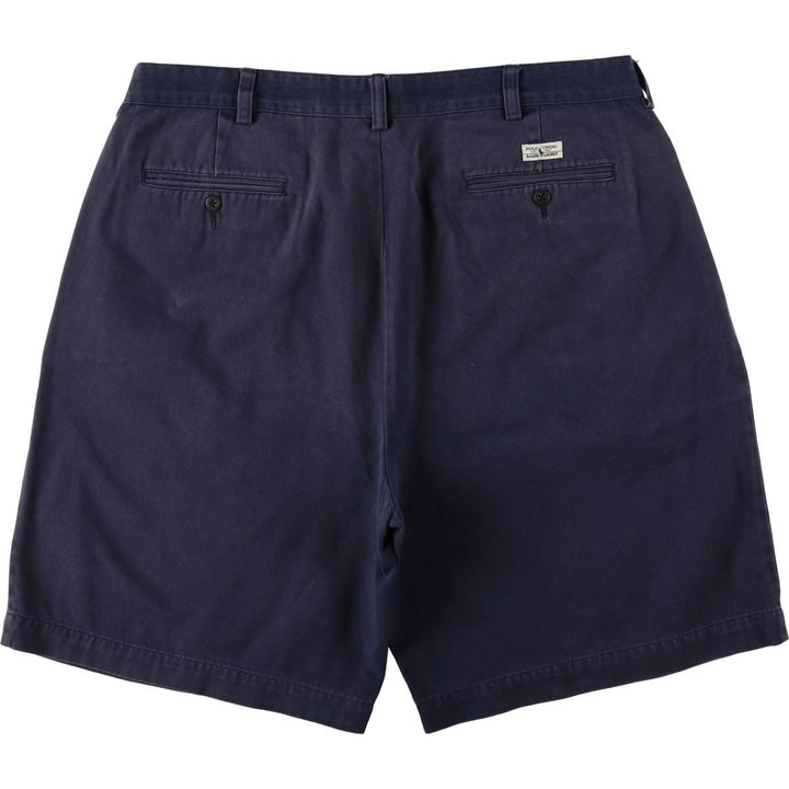 Ralph Lauren Polo Ralph Lauren Two-Pleat Chino Shorts, Men's Size W37 (approx.) cotton navy blue type Vintage Second Hand