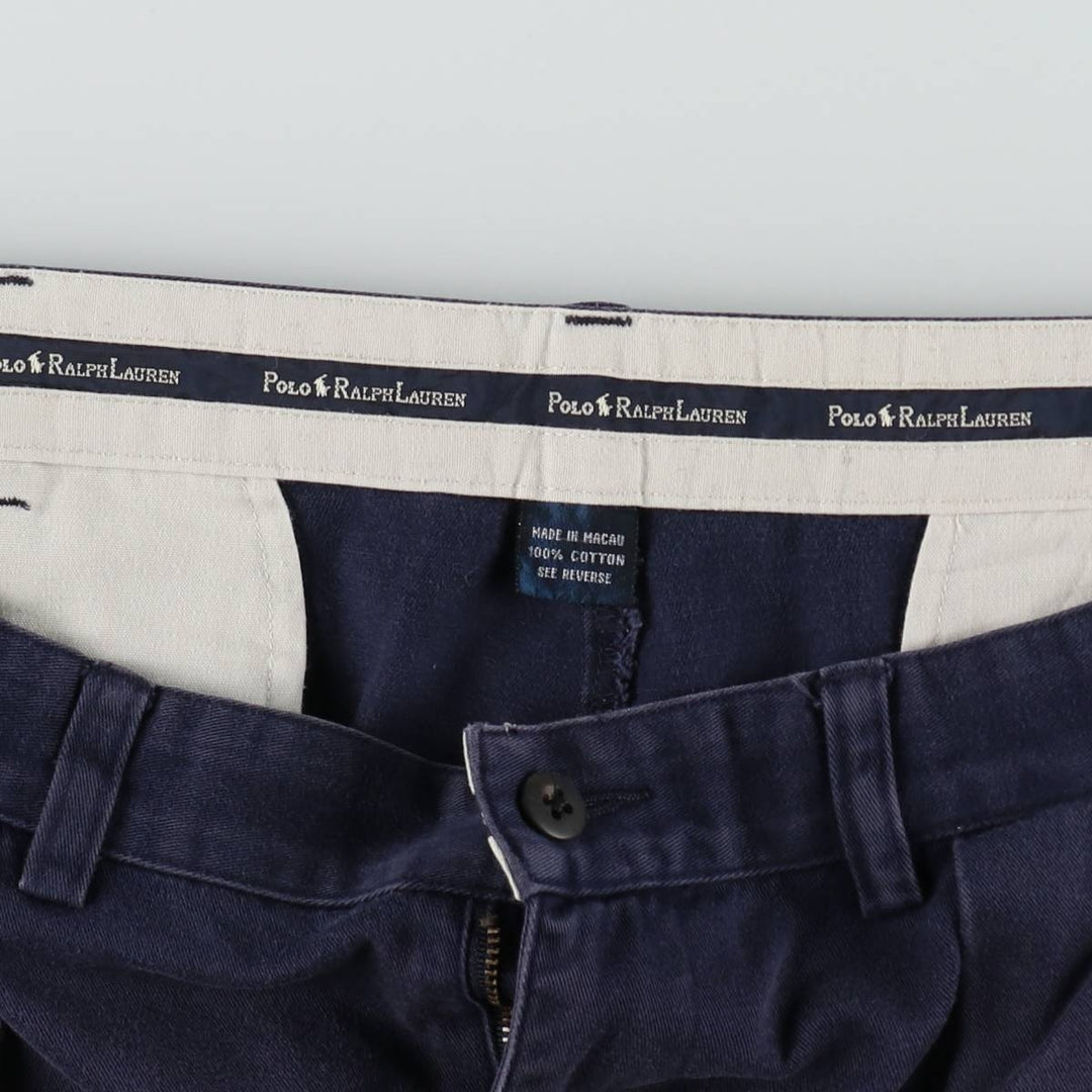 Ralph Lauren Polo Ralph Lauren Two-Pleat Chino Shorts, Men's Size W37 (approx.) cotton navy blue type Vintage Second Hand